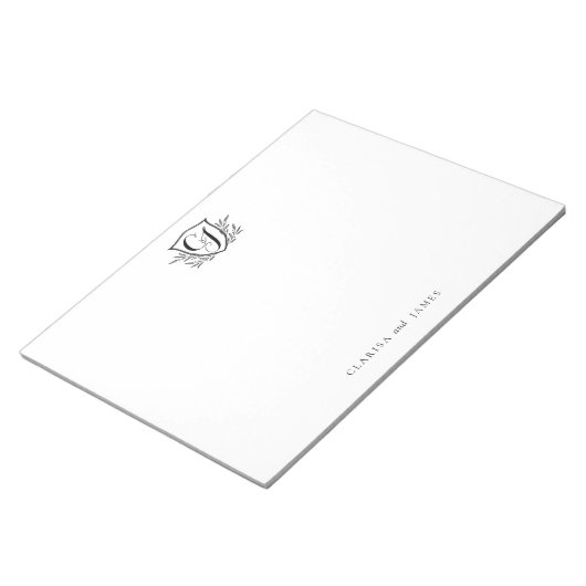 Bloc-note Couple Stations Personnalisées Monogram Crest Larg (Incliné)
