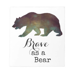 Bloc-note Courageux comme un Ours Typographie Aquarelle