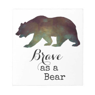 Bloc-note Courageux comme un Ours Typographie Aquarelle