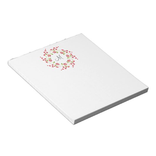 Bloc-note Courbe de fleurs d'aquarelle rouge (Incliné)