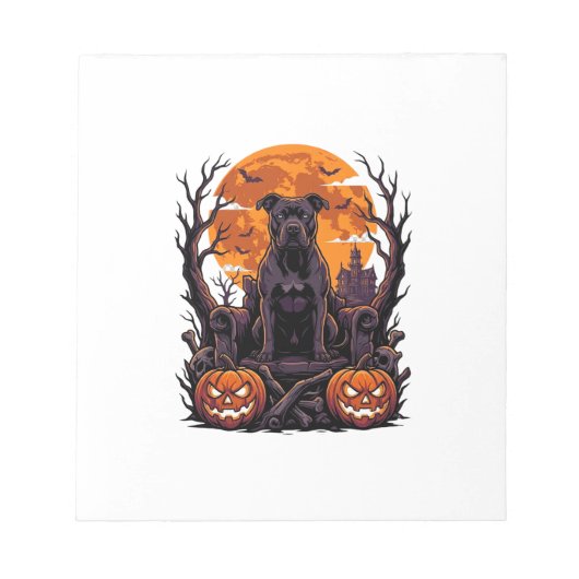 Bloc-note Couronne de citrouilles de Pitbull noir Halloween  (Devant)