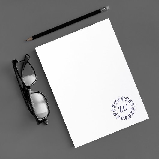 Bloc-note Couronne de laurier noir monogrammée