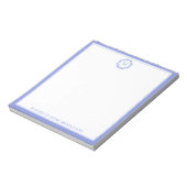 Bloc-note Couronne de monogramme étoile de mer bleue et blan (Tourné)