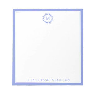 Bloc-note Couronne de monogramme étoile de mer bleue et blan