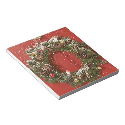 Bloc-note Couronne de Noël suspendue à une porte (Incliné)