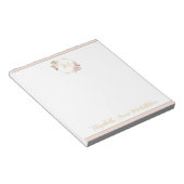 Bloc-note Couronne florale monogramme aquarelle rose et vert (Incliné)