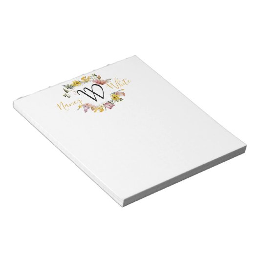 Bloc-note Couronne florale personnalisée (Incliné)