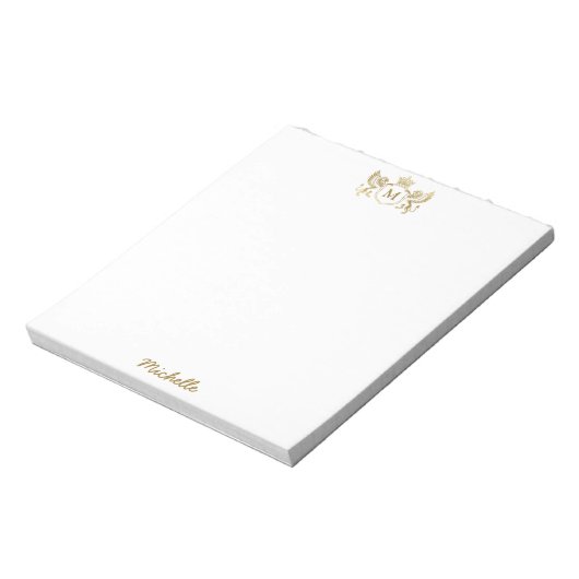 Bloc-note Couronne Royale Emblème Lions Monogramme Écriture  (Tourné)