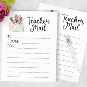 Bloc-note Courrier de l'enseignant floral minimal