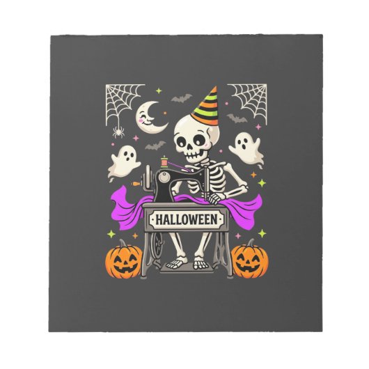 Bloc-note Couture de squelette d'Halloween Citrouille fantôm (Devant)