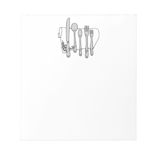 Bloc-note Couverts Design Noir Blanc 5,5" x 6" (Devant)