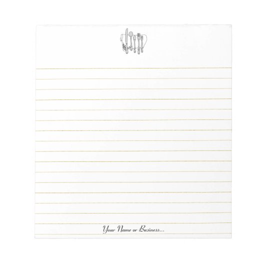 Bloc-note Couverts Noir Blanc Modifiable 5,5" x 6" Ligné (Devant)