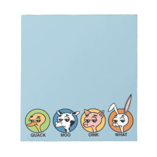BLOC-NOTE COW COW PIG ET NOTEPAD RABBIT FUNNY DUCK