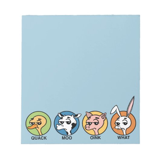 BLOC-NOTE COW COW PIG ET NOTEPAD RABBIT FUNNY DUCK (Devant)