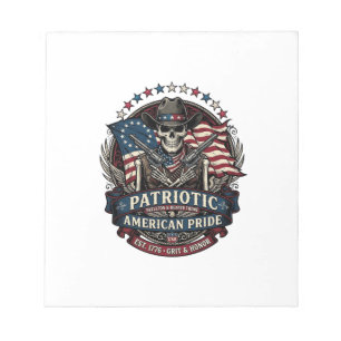 Bloc-note Cowboy squelette patriotique Squelette patriote so