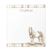 Bloc-note Cowgirl Brown Plaid Stripes Horse (Devant)