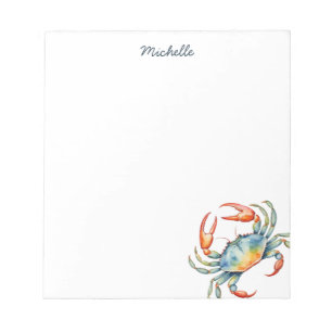 Bloc-note Crabe aquarelle personnalisé Été Plage