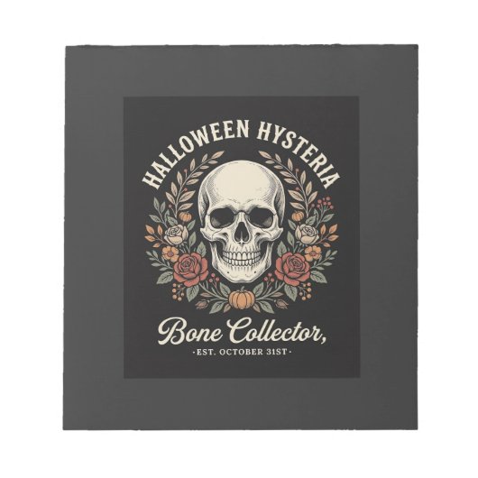 Bloc-note Crâne de Halloween Fleur Bone Collector Design_1 (Devant)