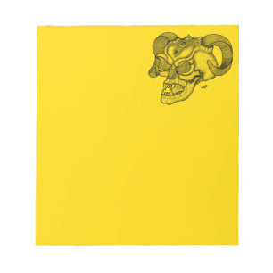 Bloc-note Crâne Diable tête Noir et Jaune Design