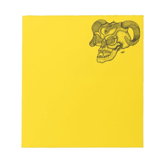 Bloc-note Crâne Diable tête Noir et Jaune Design (Devant)