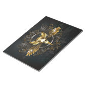 Bloc-note Crâne d'oiseaux dorés sur arrière - plan noir (Incliné)
