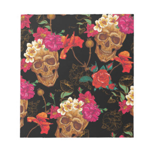 Bloc-note crâne floral