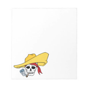 Bloc-note Crâne fumeur d'Halloween avec bandana de dessin an
