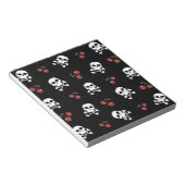 Bloc-note Crânes et cerises Rockabilly RAB sur fond noir (Incliné)
