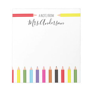 Bloc-note Crayon arc-en-ciel Note de l'enseignant