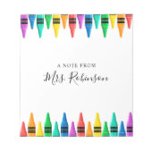 Bloc-note Crayon arc-en-ciel pour l'appréciation des enseign (Devant)