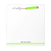 Bloc-note Crayon Cute Une Note De Professeur Personnalisé (Devant)
