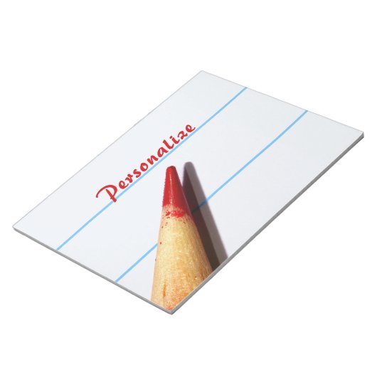 Bloc-note Crayon De L'Enseignant Rouge Sur Papier Linqué Ave (Incliné)