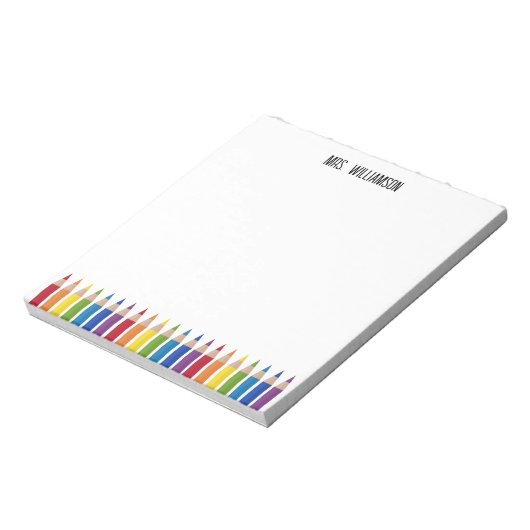 Bloc-note Crayon enseignant coloré (Tourné)
