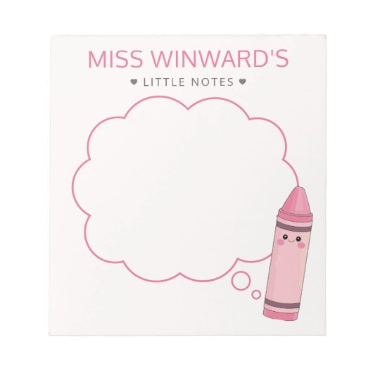 Bloc-note Crayon Mignon Petits Mots Rappels pour Enseignants (Devant)