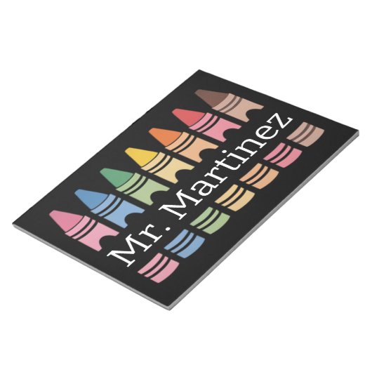 Bloc-note Crayon Personnalisé Nom de l'enseignant Mignon Ret (Incliné)