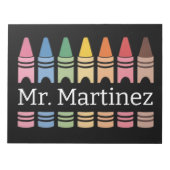 Bloc-note Crayon Personnalisé Nom de l'enseignant Mignon Ret (Devant)