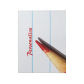 Bloc-note Crayon rouge pour professeur sur papier ligné avec (Tourné)