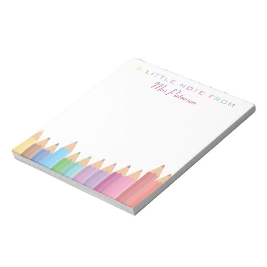 Bloc-note Crayons arc-en-ciel Appréciation de l'enseignant j (Tourné)