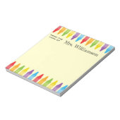 Bloc-note Crayons arc-en-ciel personnalisés Appréciation de  (Tourné)