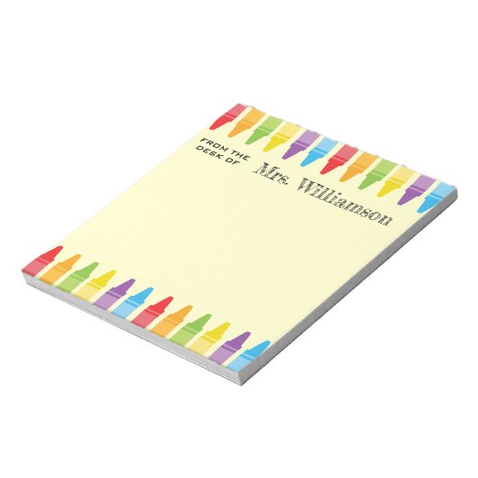 Bloc-note Crayons arc-en-ciel personnalisés Appréciation de  (Tourné)