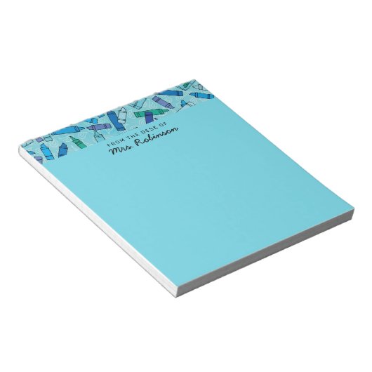 Bloc-note Crayons Bleus Cute Professeur Du Bureau de (Incliné)