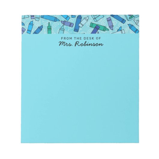 Bloc-note Crayons Bleus Cute Professeur Du Bureau de (Devant)
