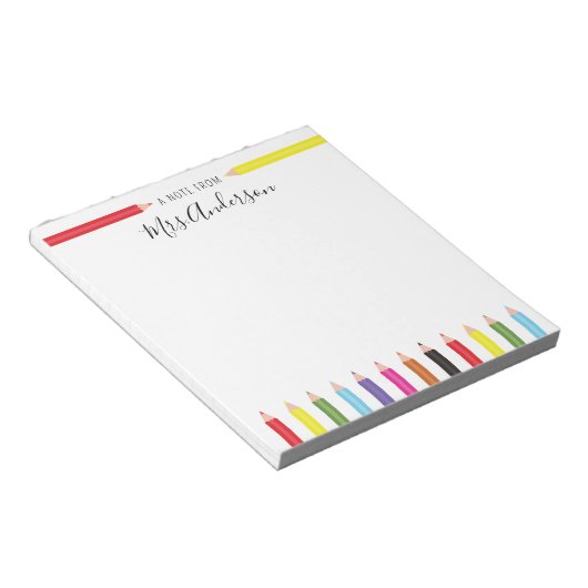 Bloc-note Crayons colorés Note de l'enseignant (Incliné)