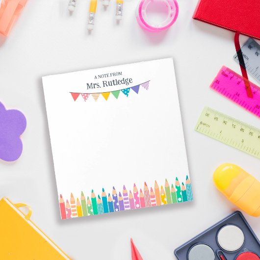 Bloc-note Crayons de couleur amusants Note de l'enseignant d