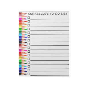 Bloc-note Crayons de couleur arc-en-ciel Liste de choses à f