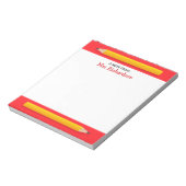 Bloc-note Crayons jaunes nom personnalisé enseignant (Tourné)