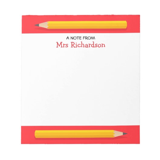 Bloc-note Crayons jaunes nom personnalisé enseignant (Devant)