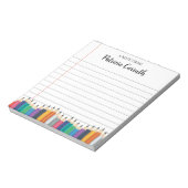 Bloc-note Crayons Nom Enseignant École (Tourné)