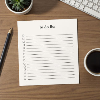Bloc-note Cream Beige To Do List Minimalist Teacher Simple