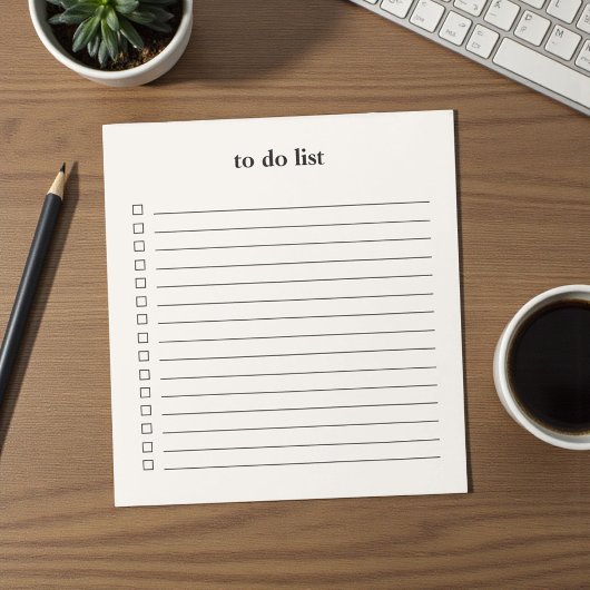 Bloc-note Cream Beige To Do List Minimalist Teacher Simple